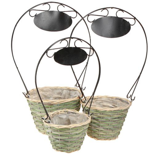 Floristik24 Flower basket handle with sign metal Ø23/20/17cm set of 3