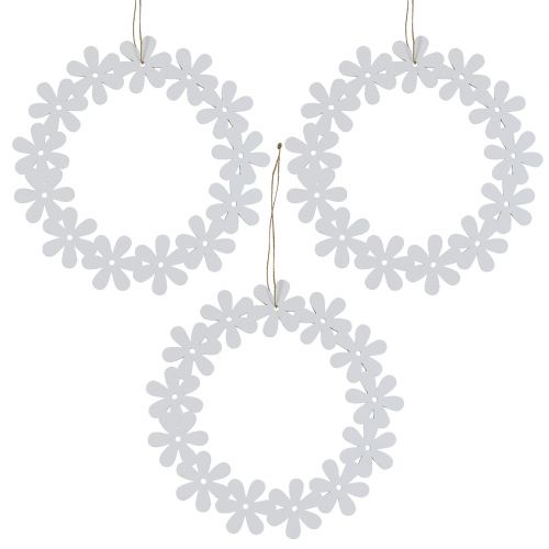 Floristik24 Flower wreath wood white Ø15cm 8pcs