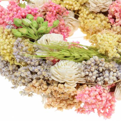 Floristik24 Decorative wreath of dry grass and artificial flowers colored Ø20cm