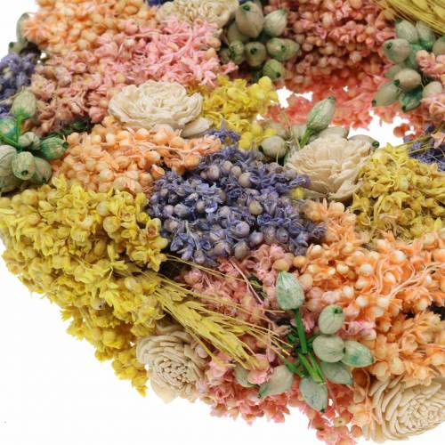 Floristik24 Decorative wreath of dry grass and artificial flowers salmon 20cm