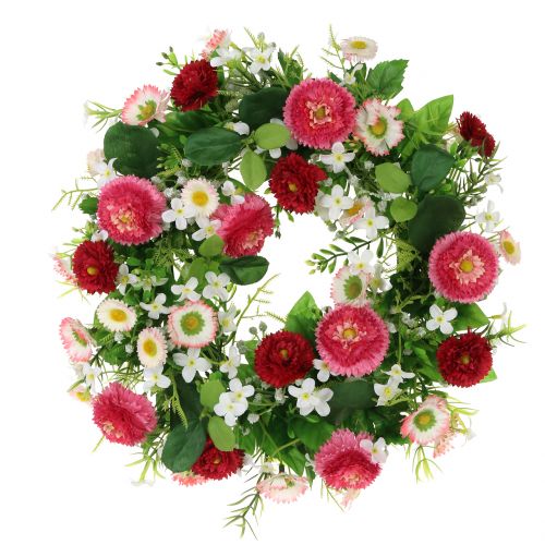 Flower wreath with Bellis Pink-White Ø30cm