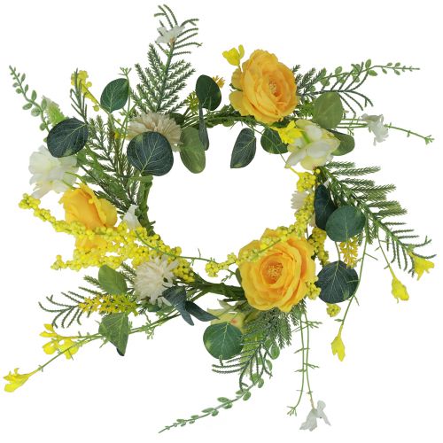 Product Artificial flower wreath Artificial flower wreath yellow white 42cm