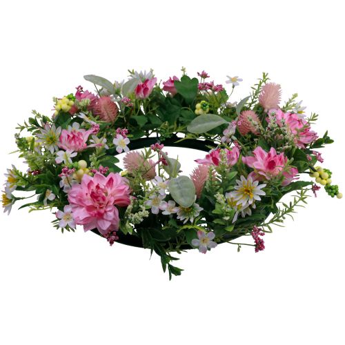 Product Door wreath wall decoration flowers dahlias banksia pink Ø35cm