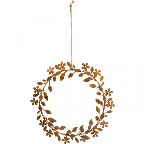 Product Flower wreath metal decoration rust look wreath spring decoration Ø20cm 3 pcs