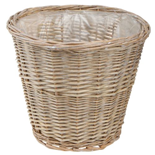 Flowerpot Basket Willow in Natural Grey/White H26cm 2pcs