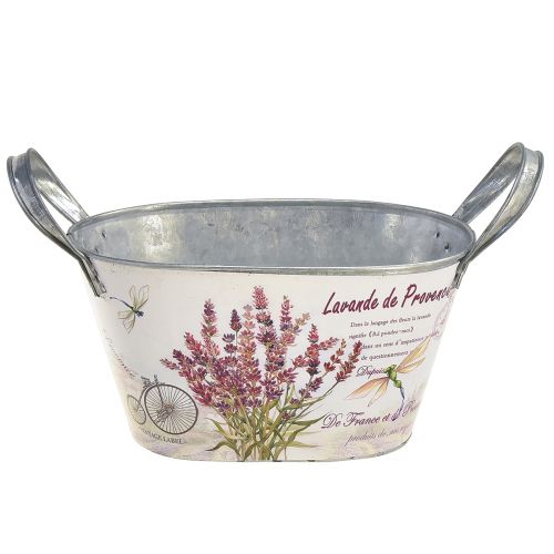 Floristik24 Flower bowl with handles oval metal lavender 26×13×14,5cm