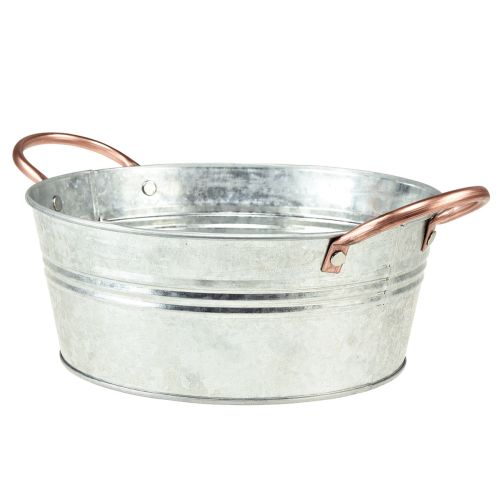 Floristik24 Flower bowl round with handles metal bowl Ø24cm H10cm