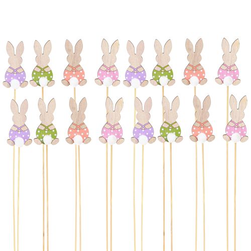 Product Flower Stick Colorful Bunny Wooden Decoration Easter 6cm 12 pcs