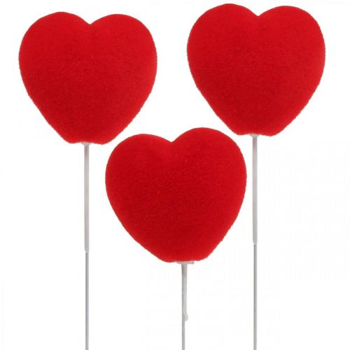 Floristik24 Flower plug decoration heart red heart plug 6x6cm H26cm 18 pcs