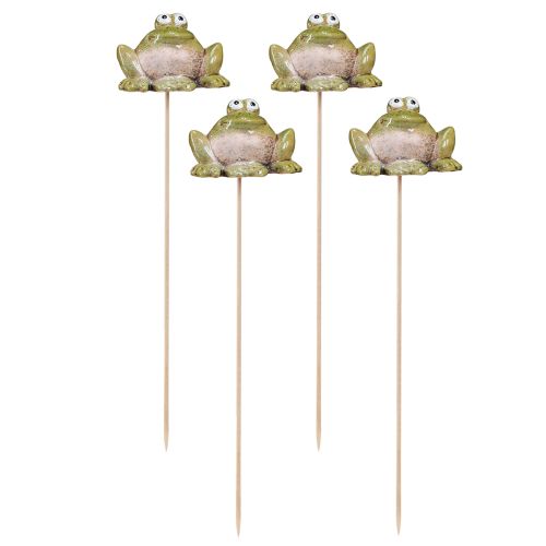 Product Flower Stick Frog Ceramic Green Brown 6x4x4.5cm 4 pcs