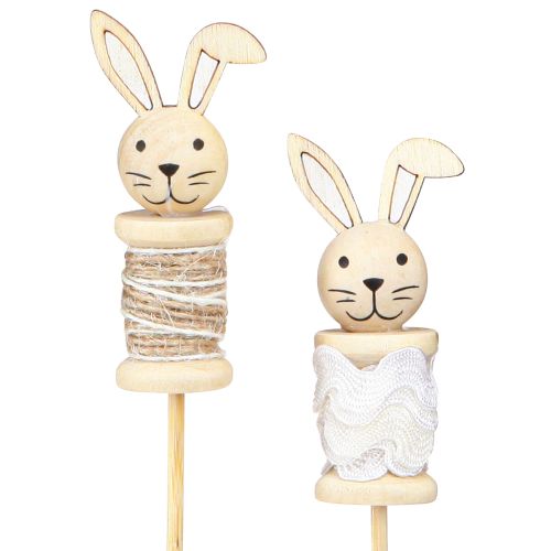 Product Flower Stick Rabbit Wood Natural, Brown, White L32cm 8 pcs