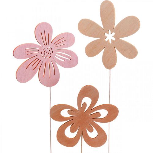 Floristik24 Garden Stakes Flower Flower Stakes Orange/Pink/White Ø9.5cm 15pcs