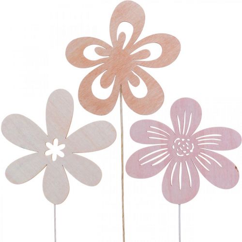 Floristik24 Garden Stakes Flower Flower Stakes Orange/Pink/White Ø9.5cm 15pcs