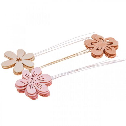 Floristik24 Garden Stakes Flower Flower Stakes Orange/Pink/White Ø9.5cm 15pcs