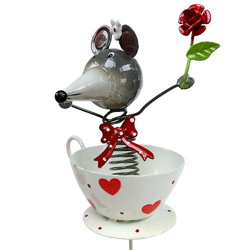 Floristik24 Flower plug mouse metal 10cm L33cm 2pcs