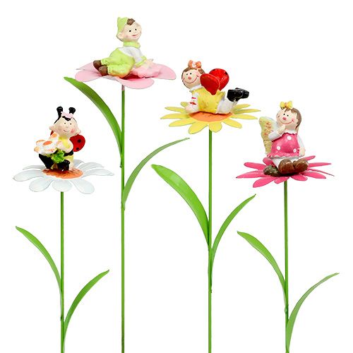 Floristik24 Flower plug metal flower sort. 6,5cm L32cm 4pcs