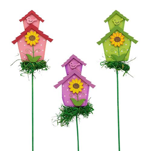 Floristik24 Flower stud with house colored 12pcs