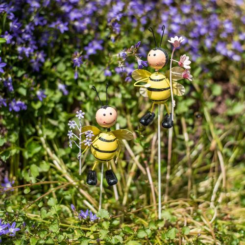 Product Flower plug bee with flower, metal decoration spring summer 4pcs