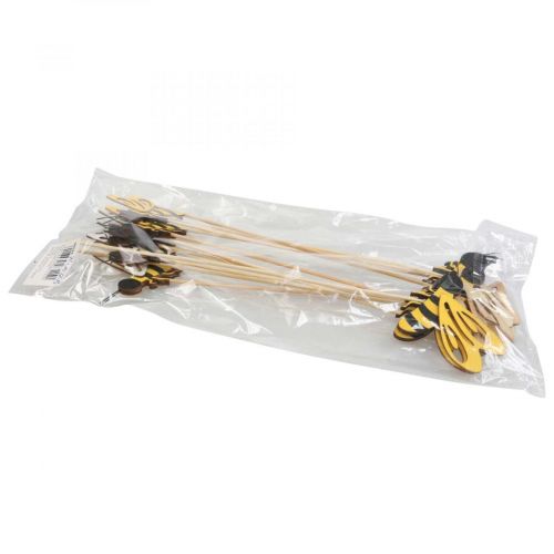 Floristik24 Flower plug bee deco plug wood bee decoration 7cm 12pcs