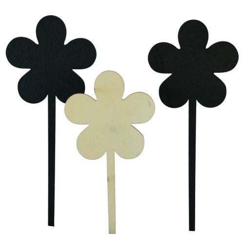 Floristik24 Flower plug flower mini panels wood black Ø10cm 6pcs