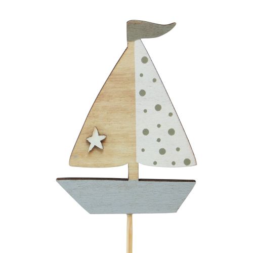 Product Flower Stick Boat Sailboat Decoration Wood Colored 5.5x8cm 12 Pcs
