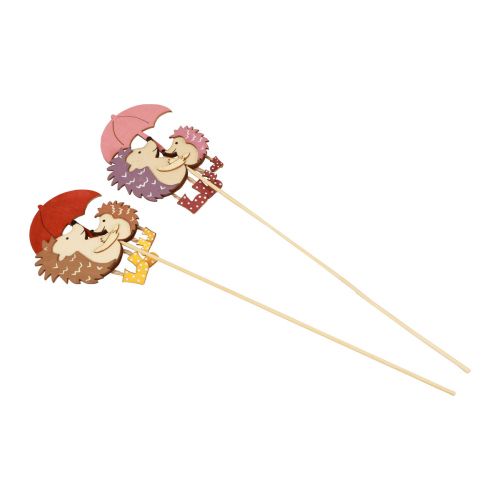 Floristik24 Flower stick autumn hedgehog decoration wood purple, brown 7.5×8cm 8 pcs