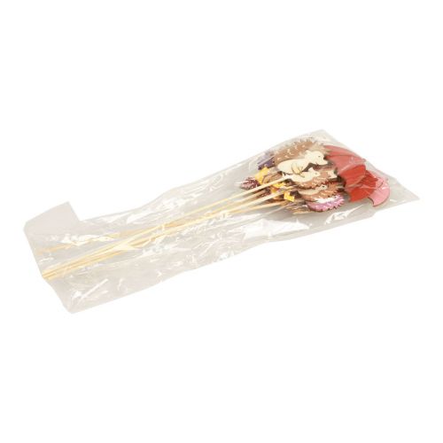 Floristik24 Flower stick autumn hedgehog decoration wood purple, brown 7.5×8cm 8 pcs