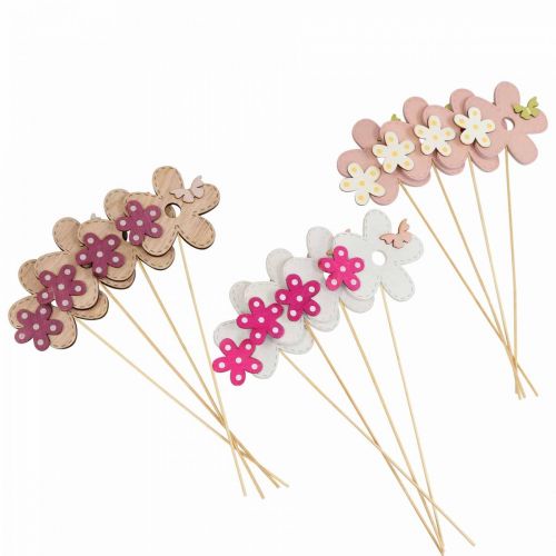 Flower plugs wood flower butterfly colored Ø10cm 12pcs