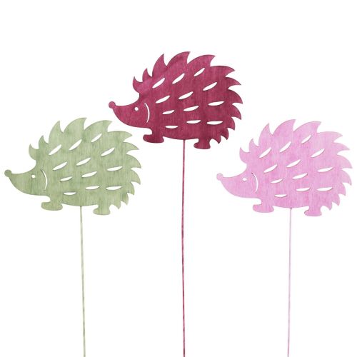 Floristik24 Flower plug wood deco plug hedgehog deco color 10x7cm 18 pieces