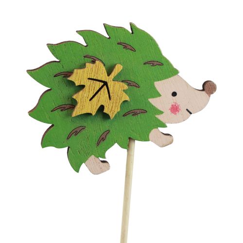 Product Flower Stick Wooden Hedgehog Decoration Brown Green 8×6cm 12 pcs