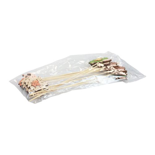 Product Flower Stick Wooden Hedgehog Decoration Brown Green 8×6cm 12 pcs