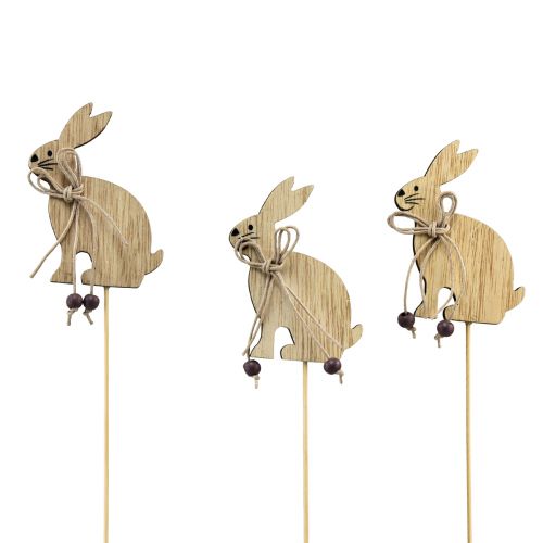 Flower Sticks Wooden Easter Bunny Rabbit Decoration 8cm x 6cm 12 pcs