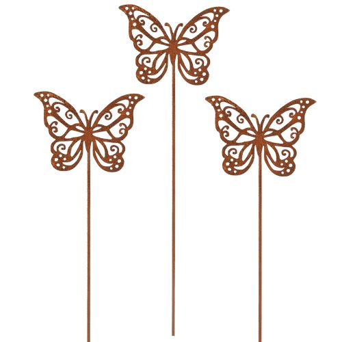 Flower plug metal rust butterfly decoration 10×7cm 3pcs | Floristik24.co.uk