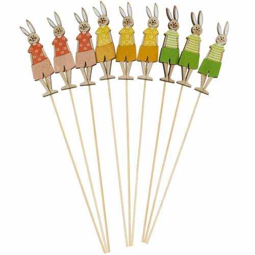Floristik24 Flower plug Easter bunny on a stick Wooden bunny decoration plug Easter decoration 9pcs