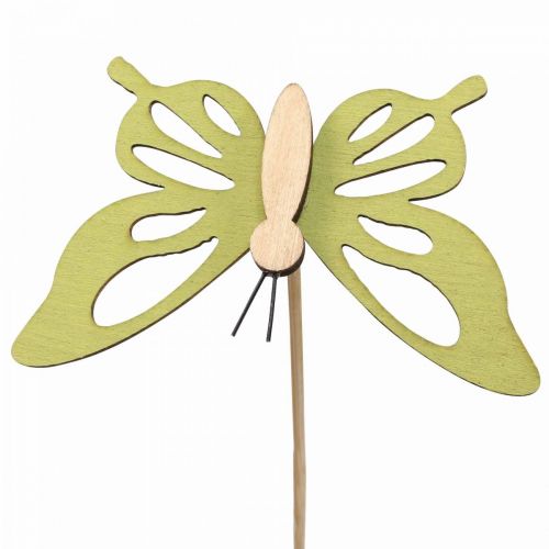 Product Flower plug butterfly deco wood colored 8.5cm 12pcs
