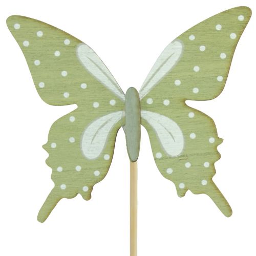 Product Flower Stick Butterfly Wood with Feather 8x7cm 12 pcs