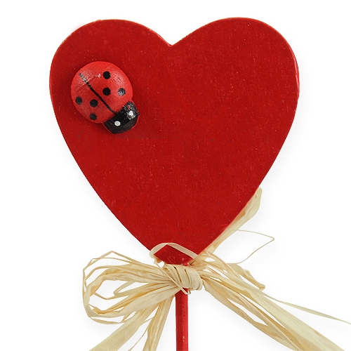 Product Wooden heart on a stick red 4.5cm 24pcs