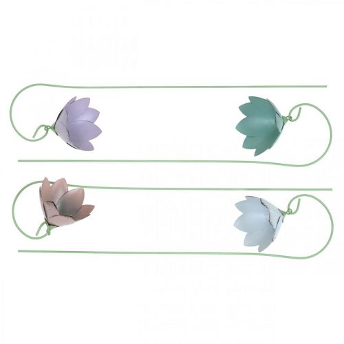 Floristik24 Bell flowers for sticking, metal flowers, spring plugs L34cm pink, purple, blue, white set of 4