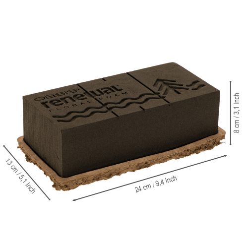 Product OASIS® Renewal® Biolit® Floral Foam Bricks, 24 x 13 x 8 cm, Brown, Pack of 2