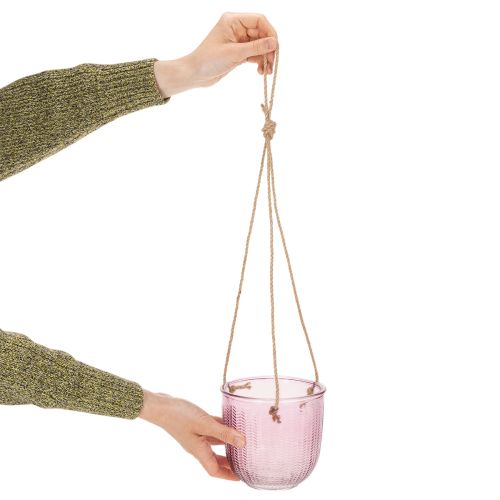 Glass flower pot/hanging lantern, purple/green, 14cm, 2 pieces | Floristik24.co.uk