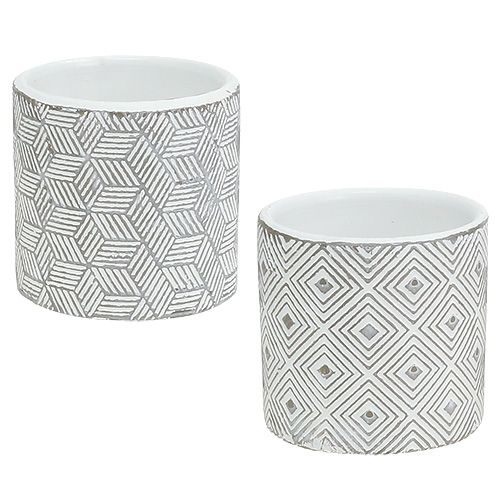 Floristik24 Flowerpot Gray with pattern Ø7cm H6,5cm 6pcs