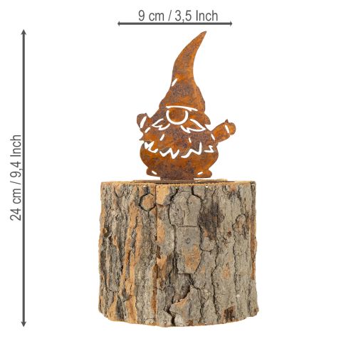 Product Flowerpot wood bark planter gnome rust H24cm