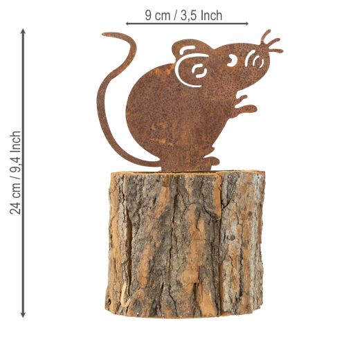 Product Flowerpot wooden planter bark and mouse rust H24cm