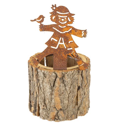 Product Flowerpot wooden planter scarecrow rust H24.5cm