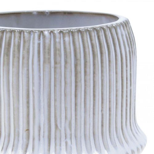 Floristik24 Flower pot ceramic planter with grooves white Ø10cm H8.5cm
