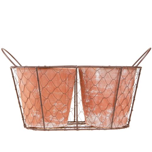 Product Flowerpot ceramic wire basket brown terracotta L38.5cm