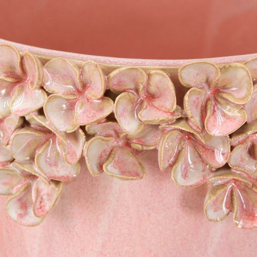 Product Flowerpot Ceramic with Flower Décor Pink Ø19cm H16.5cm