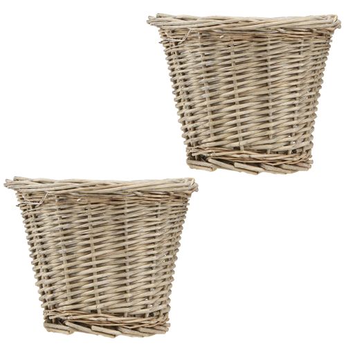 Product Flowerpot Basket Willow Natural Grey White Ø20cm H16cm 2pcs
