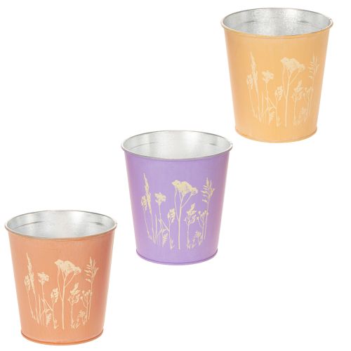Round pastel-colored flower pot with floral motif for houseplants, 12cm, 3 pieces buy online | Floristik24.co.uk