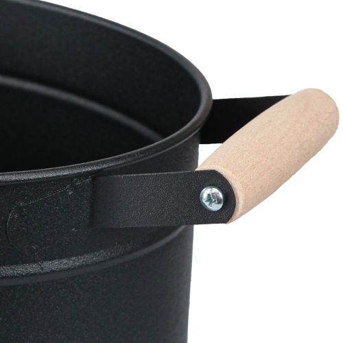Product Flowerpot Metal Oval Handle Black Natural 34x19.5x15cm